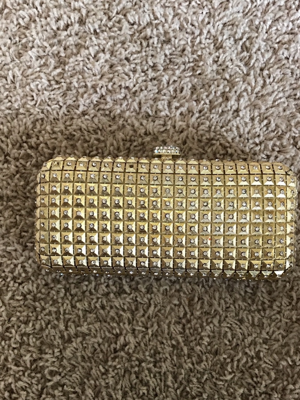 Gold Crystal-Embellished Evening Clutch